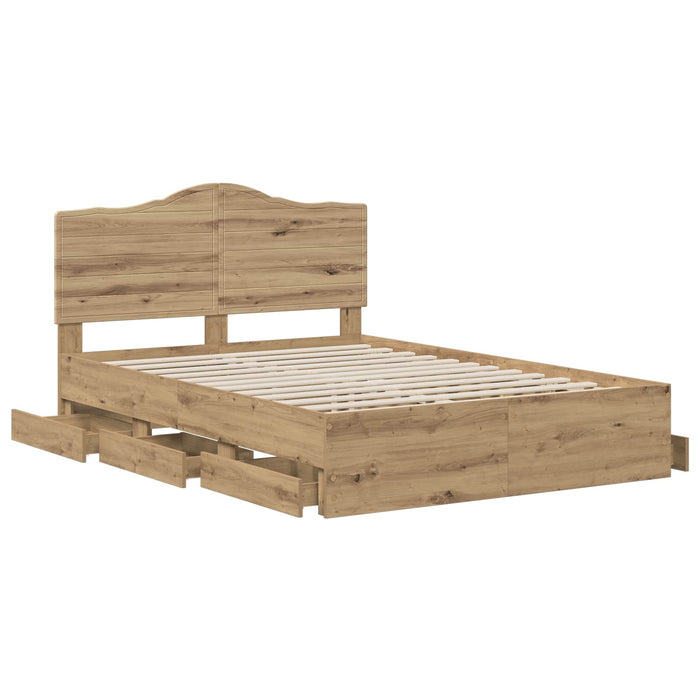 Bed Frame with Storage and Headboard Artisan Oak 140 x 190 cm - WALTI WALTI