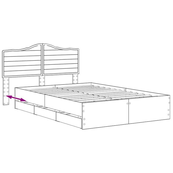 Bed Frame with Storage and Headboard Artisan Oak 140 x 190 cm - WALTI WALTI