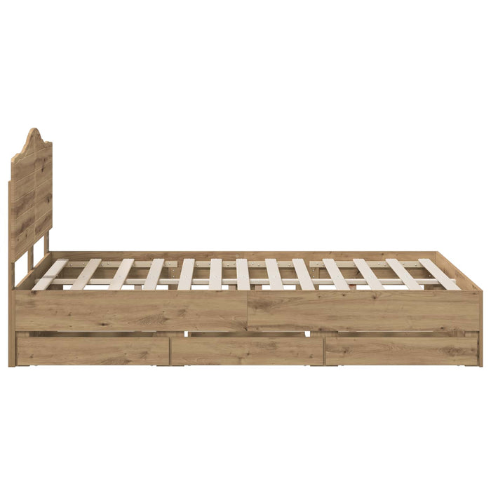 Bed Frame with Storage and Headboard Artisan Oak 140 x 190 cm - WALTI WALTI