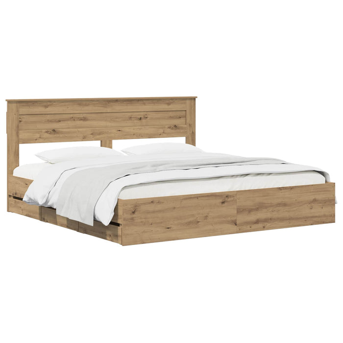 Bed Frame with Storage and Headboard Artisan Oak 180 x 200 cm - WALTI WALTI