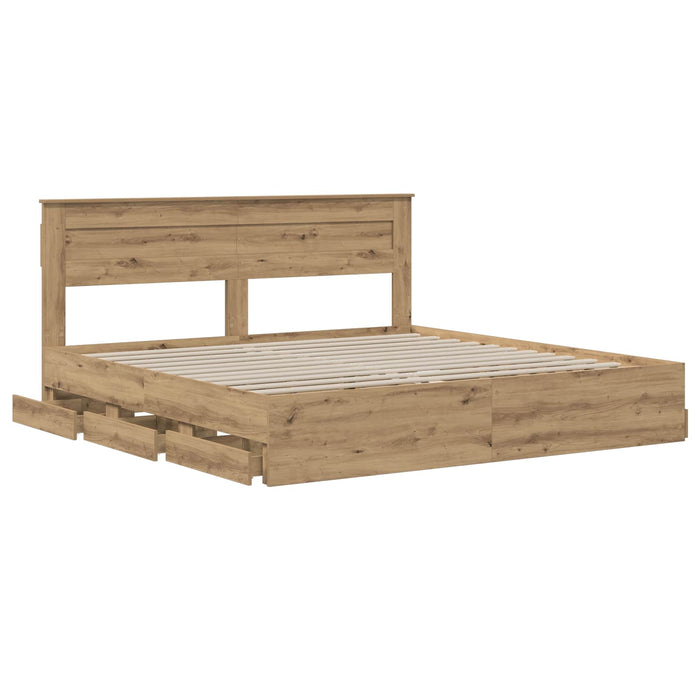 Bed Frame with Storage and Headboard Artisan Oak 180 x 200 cm - WALTI WALTI