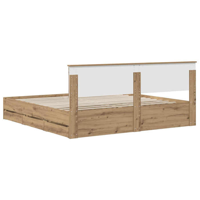 Bed Frame with Storage and Headboard Artisan Oak 180 x 200 cm - WALTI WALTI