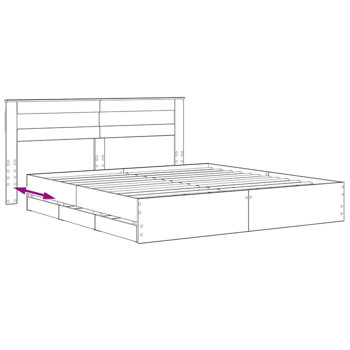 Bed Frame with Storage and Headboard Artisan Oak 180 x 200 cm - WALTI WALTI