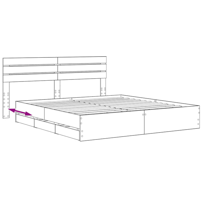 Bed Frame with Storage and Headboard Artisan Oak 180 x 200 cm WALTI