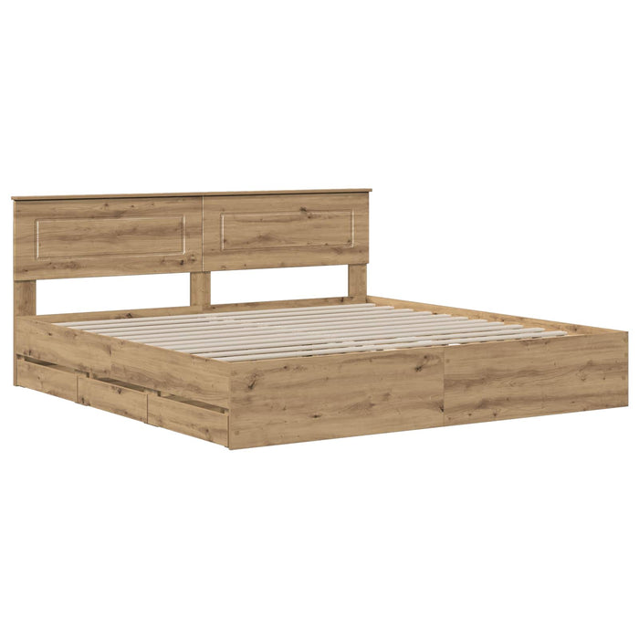 Bed Frame with Storage and Headboard Artisan Oak 180 x 200 cm - WALTI WALTI