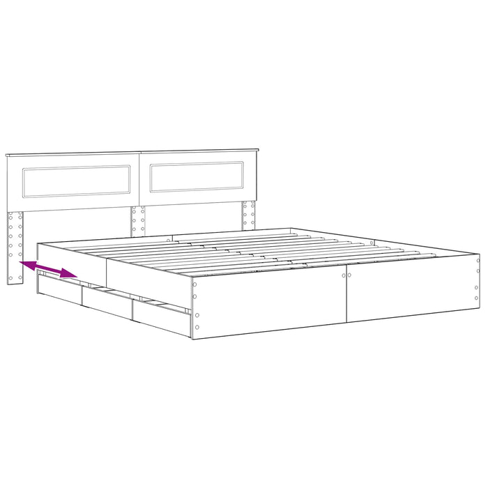 Bed Frame with Storage and Headboard Artisan Oak 180 x 200 cm - WALTI WALTI