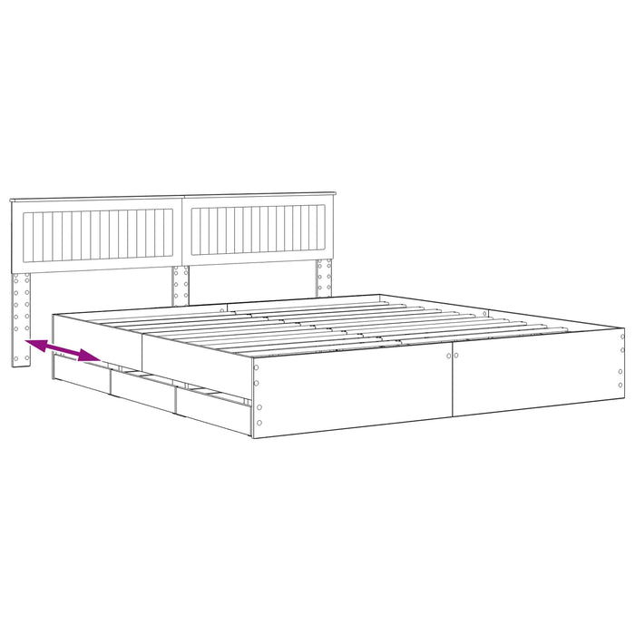 Bed Frame with Storage and Headboard Artisan Oak 180 x 200 cm - WALTI WALTI