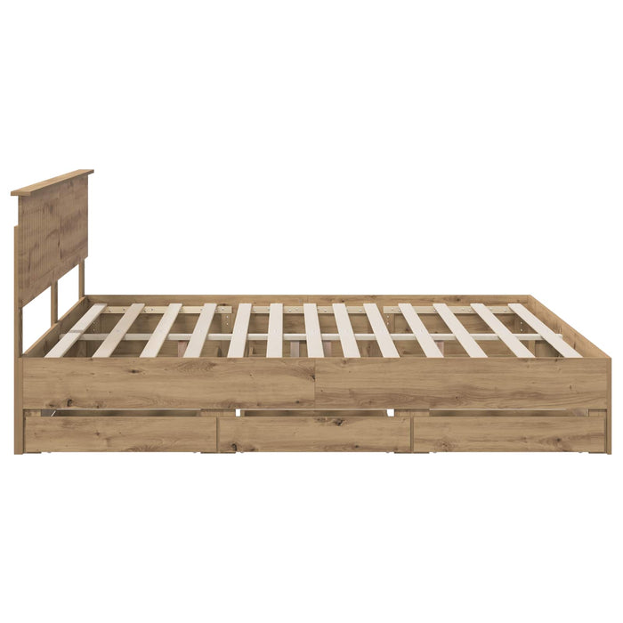 Bed Frame with Storage and Headboard Artisan Oak 180 x 200 cm - WALTI WALTI