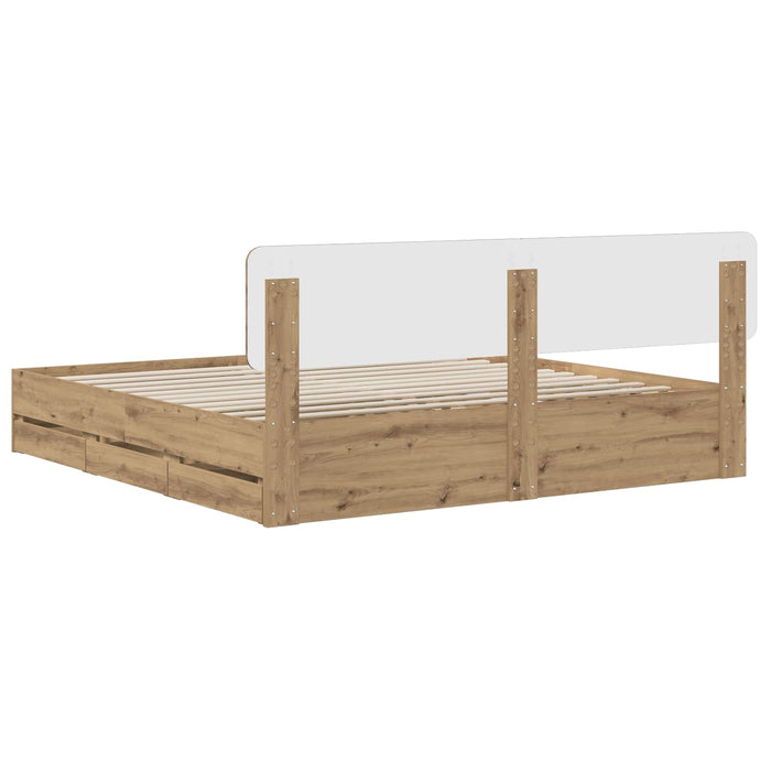 Bed Frame with Storage and Headboard Artisan Oak 180 x 200 cm - WALTI WALTI