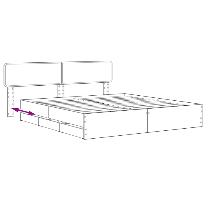 Bed Frame with Storage and Headboard Artisan Oak 180 x 200 cm - WALTI WALTI