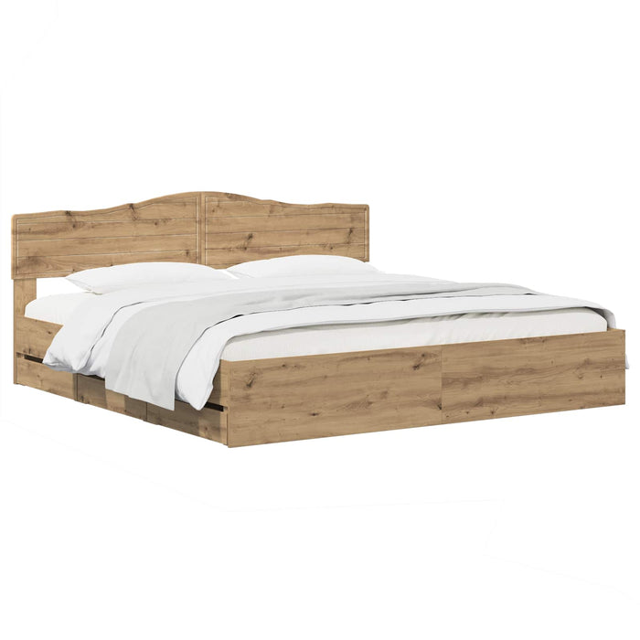 Bed Frame with Storage and Headboard Artisan Oak 180 x 200 cm WALTI