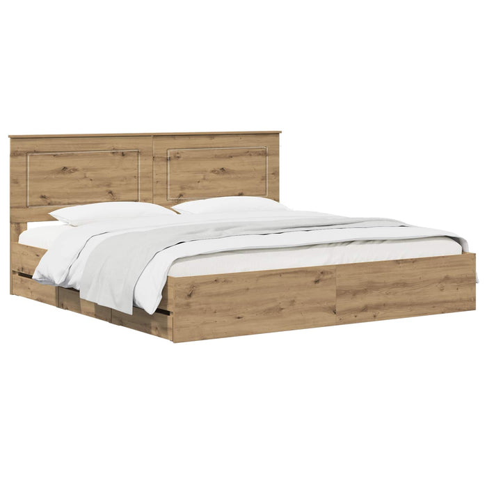 Bed Frame with Storage and Headboard Artisan Oak 180 x 200 cm - WALTI WALTI