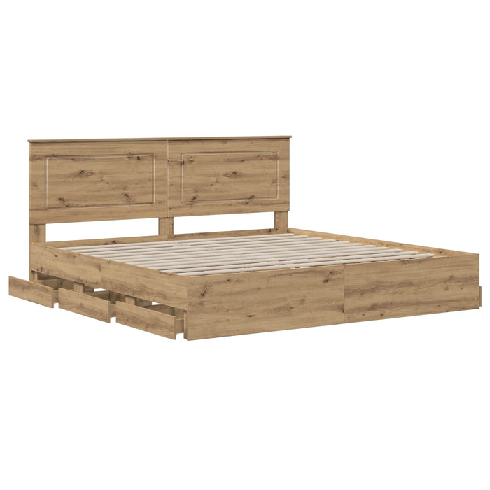 Bed Frame with Storage and Headboard Artisan Oak 180 x 200 cm - WALTI WALTI