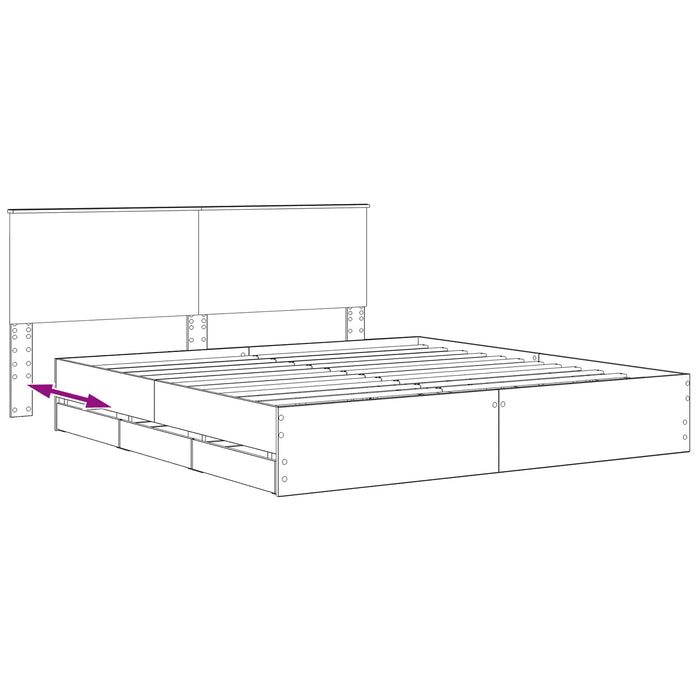 Bed Frame with Storage and Headboard Artisan Oak 180 x 200 cm - WALTI WALTI