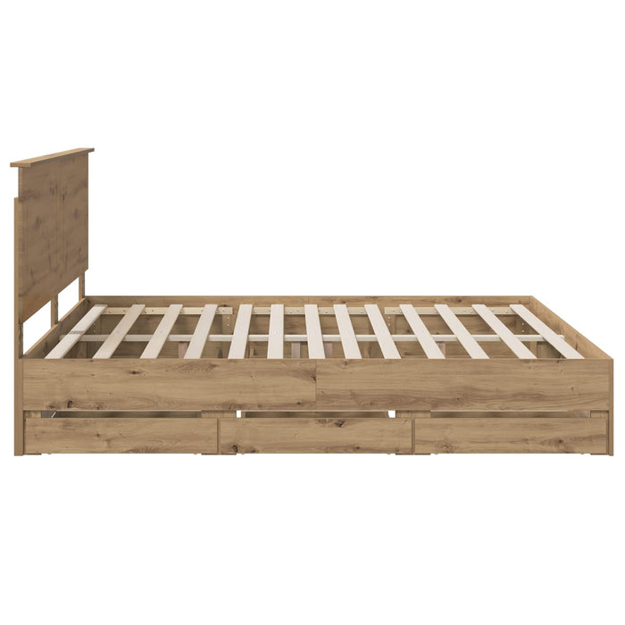 Bed Frame with Storage and Headboard Artisan Oak 180 x 200 cm - WALTI WALTI