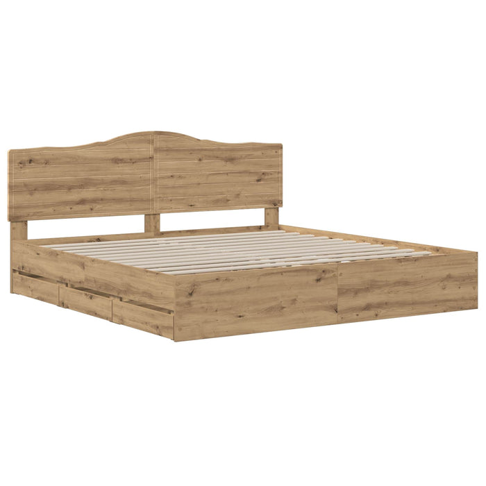 Bed Frame with Storage and Headboard Artisan Oak 180 x 200 cm - WALTI WALTI