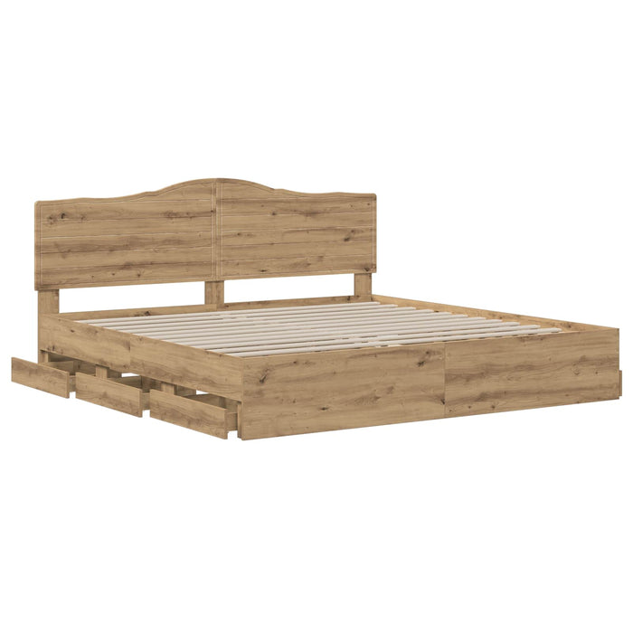 Bed Frame with Storage and Headboard Artisan Oak 180 x 200 cm - WALTI WALTI