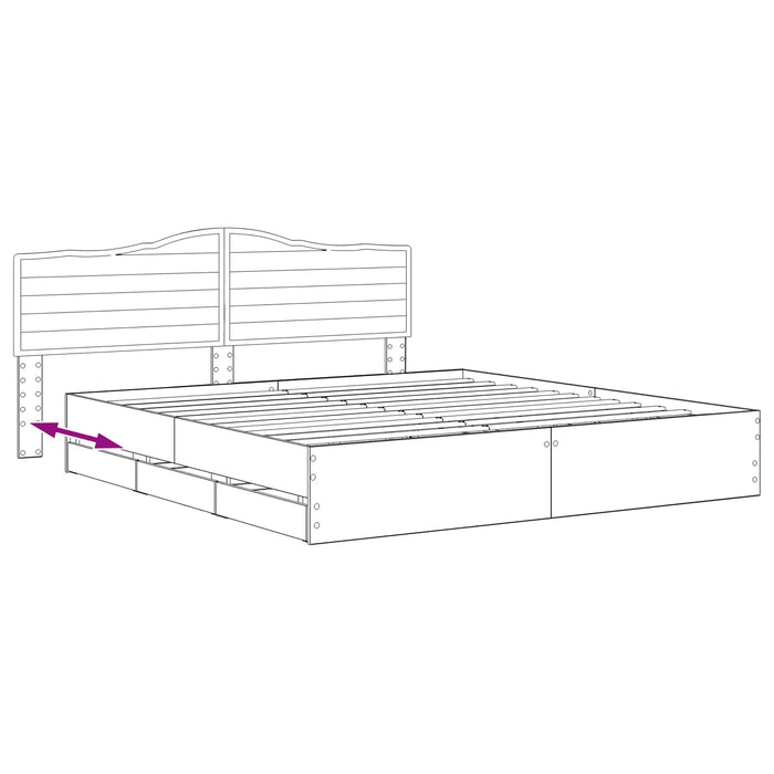 Bed Frame with Storage and Headboard Artisan Oak 180 x 200 cm - WALTI WALTI
