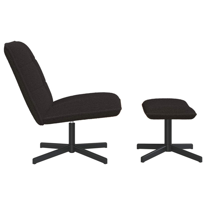 Scaun pivotant cu taburet pentru picioare Negru Bouclé WALTI