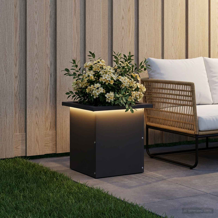 Jardinieră de grădină cu LED Negru 30 x 30 x 30 cm Oțel WALTI