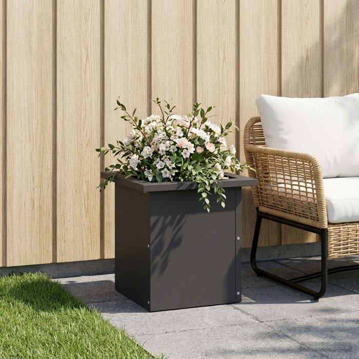 Jardinieră de grădină cu LED Negru 30 x 30 x 30 cm Oțel WALTI