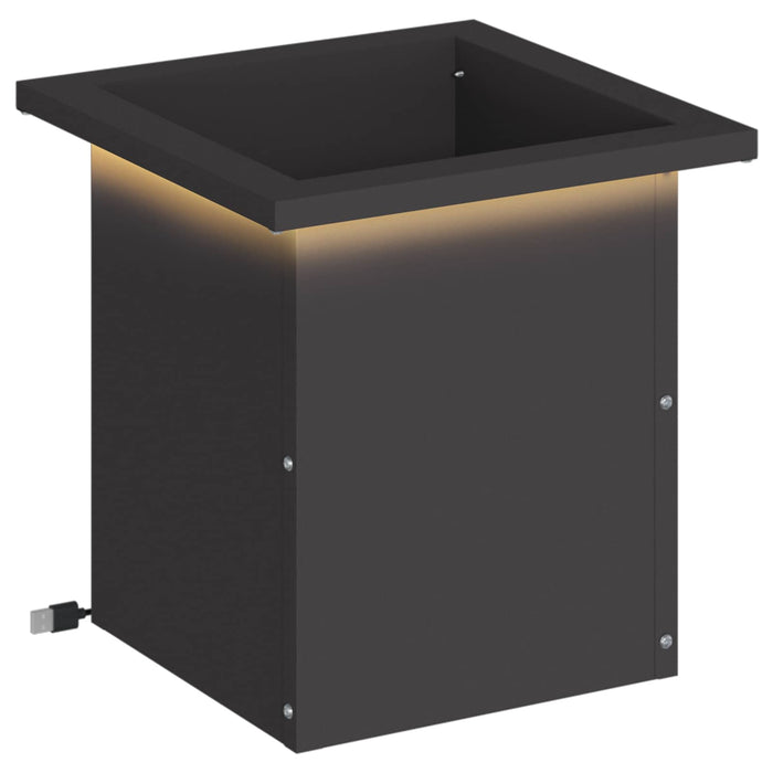 Jardinieră de grădină cu LED Negru 30 x 30 x 30 cm Oțel WALTI