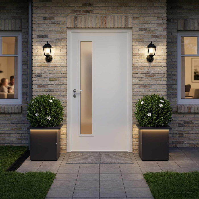 Jardinieră de grădină cu LED 2 buc. Negru 30 x 30 x 30 cm Oțel WALTI