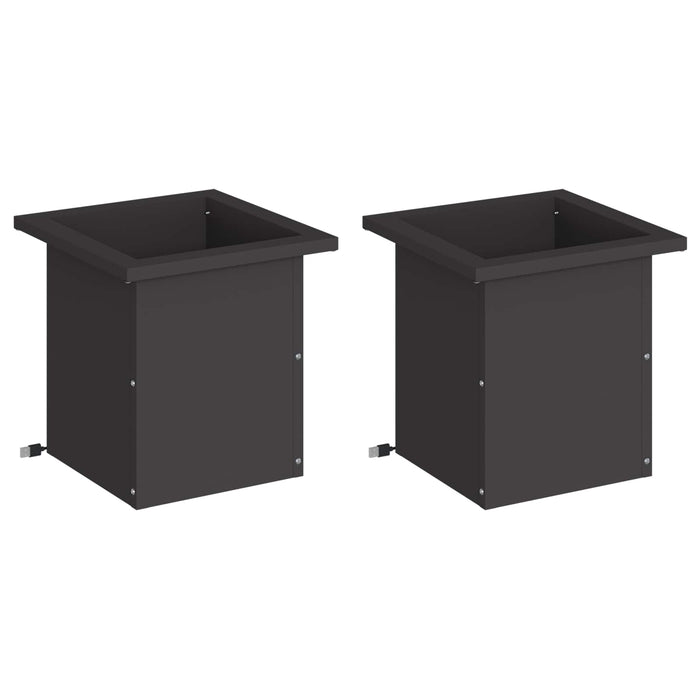 Jardinieră de grădină cu LED 2 buc. Negru 30 x 30 x 30 cm Oțel WALTI