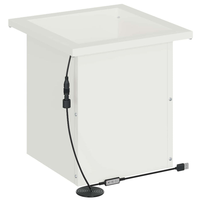 Jardinieră de grădină cu LED Alb 30 x 30 x 30 cm Oțel WALTI