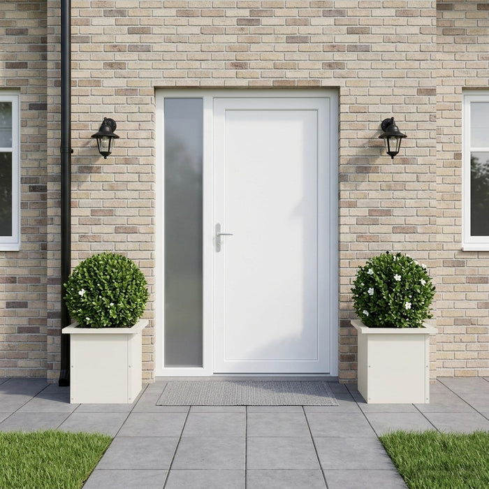 Jardinieră de grădină cu LED 2 buc. Alb 30 x 30 x 30 cm Oțel - WALTI WALTI