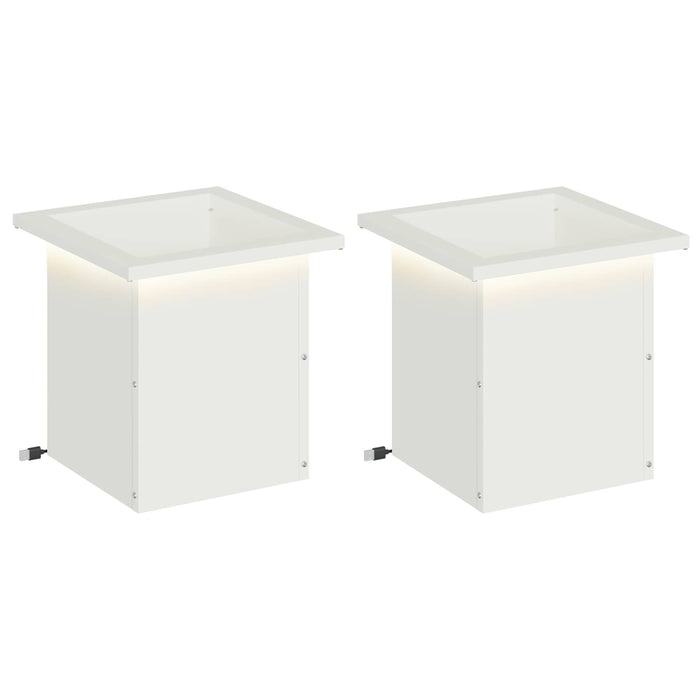 Jardinieră de grădină cu LED 2 buc. Alb 30 x 30 x 30 cm Oțel WALTI