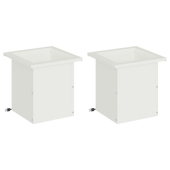 Jardinieră de grădină cu LED 2 buc. Alb 30 x 30 x 30 cm Oțel WALTI