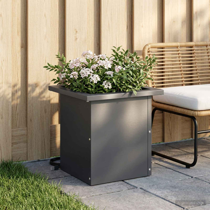 Jardinieră de grădină cu LED Antracit 30 x 30 x 30 cm Oțel WALTI