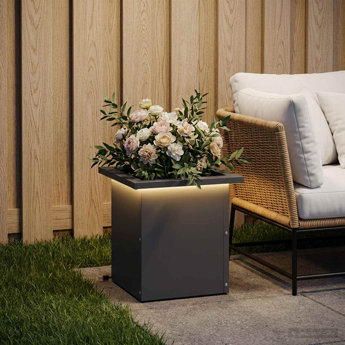 Jardinieră de grădină cu LED Antracit 30 x 30 x 30 cm Oțel WALTI