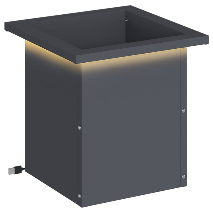 Jardinieră de grădină cu LED Antracit 30 x 30 x 30 cm Oțel WALTI