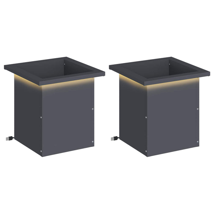 Jardinieră de grădină cu LED 2 buc. Antracit 30 x 30 x 30 cm WALTI