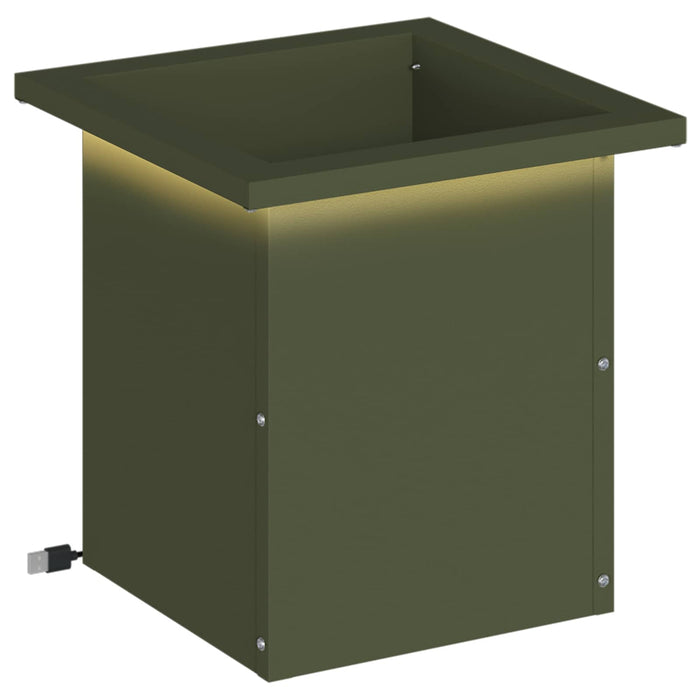 Jardinieră de grădină cu LED Verde măsliniu 30 x 30 x 30 cm WALTI