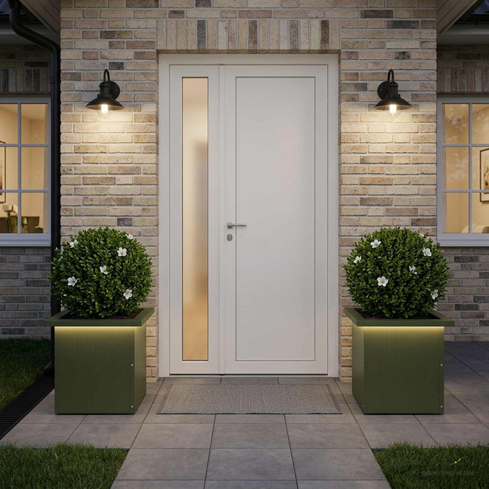 Jardinieră de grădină cu LED 2 buc. Verde măsliniu - WALTI WALTI