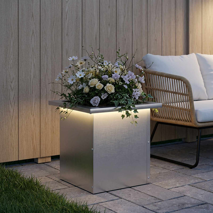 Jardinieră de grădină cu LED Argintiu 30 x 30 x 30 cm - WALTI WALTI