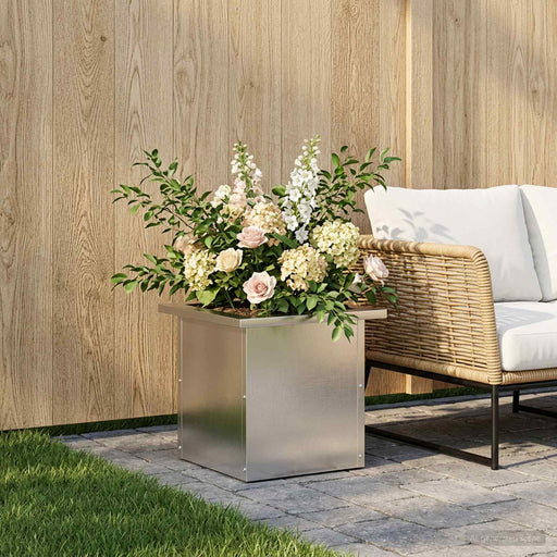 Jardinieră de grădină cu LED Argintiu 30 x 30 x 30 cm - WALTI WALTI