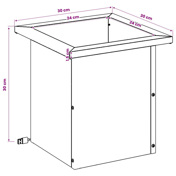 Jardinieră de grădină cu LED Argintiu 30 x 30 x 30 cm WALTI