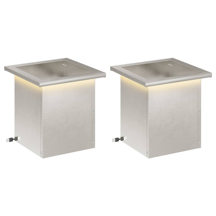 Jardinieră de grădină cu LED 2 buc. Argintiu 30 x 30 x 30 cm WALTI