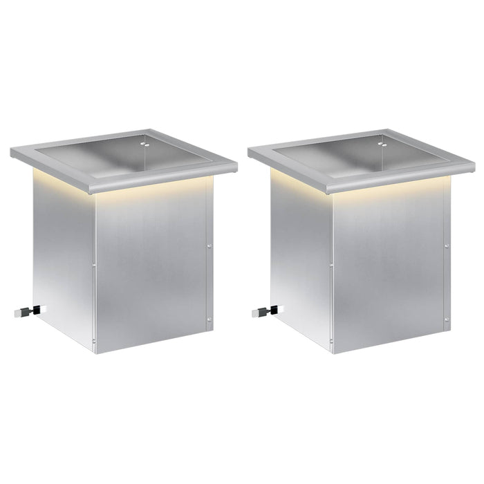 Jardinieră de grădină cu LED 2 buc. Argintiu 30 x 30 x 30 cm WALTI