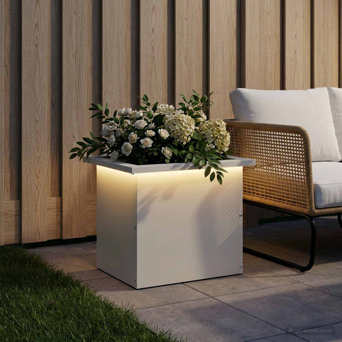Jardinieră de grădină cu LED Alb 30 x 40 x 30 cm Oțel WALTI