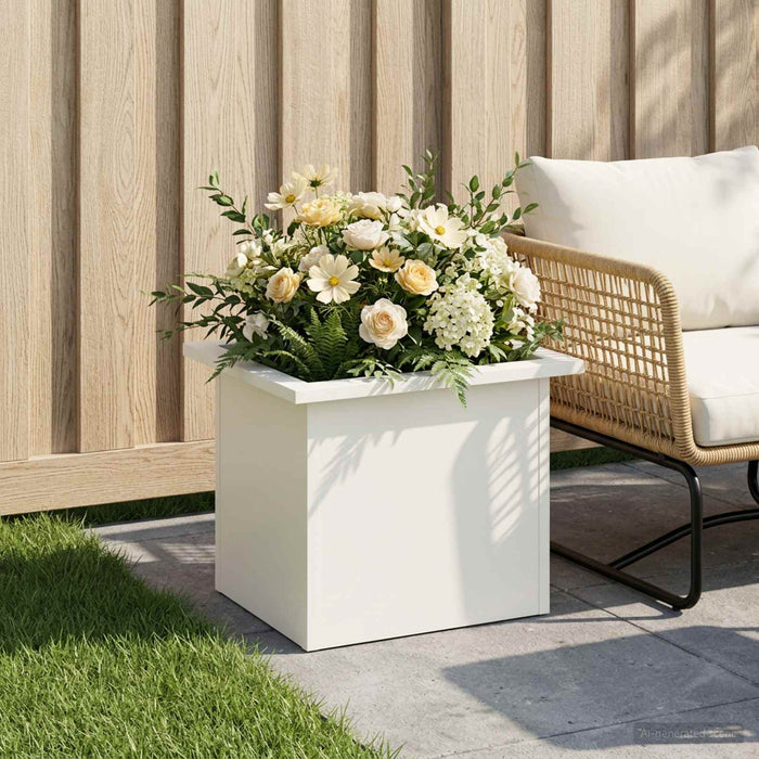 Jardinieră de grădină cu LED Alb 30 x 40 x 30 cm Oțel WALTI
