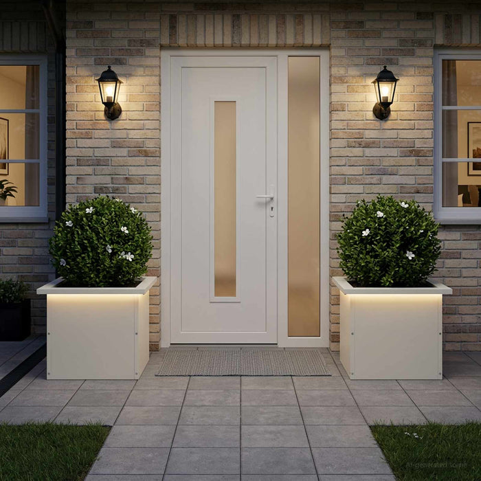 Jardinieră de grădină cu LED 2 buc. Alb 30 x 40 x 30 cm Oțel - WALTI WALTI