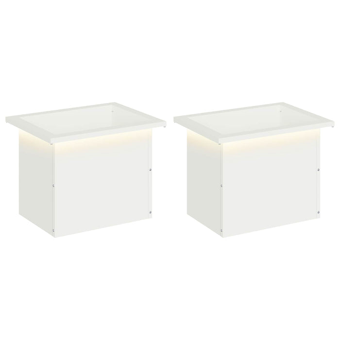 Jardinieră de grădină cu LED 2 buc. Alb 30 x 40 x 30 cm Oțel WALTI