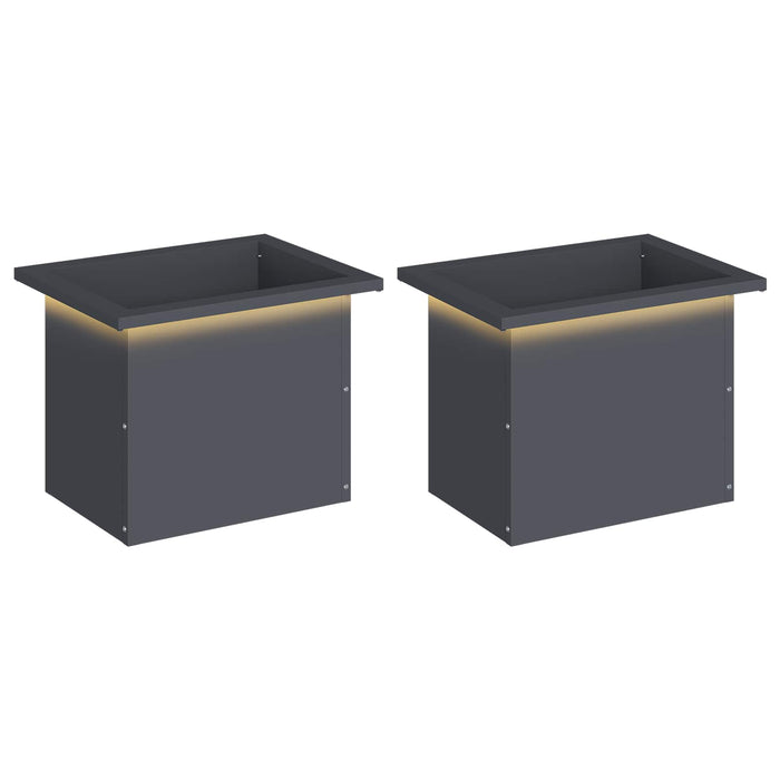 Jardinieră de grădină cu LED 2 buc. Antracit 30 x 40 x 30 cm WALTI