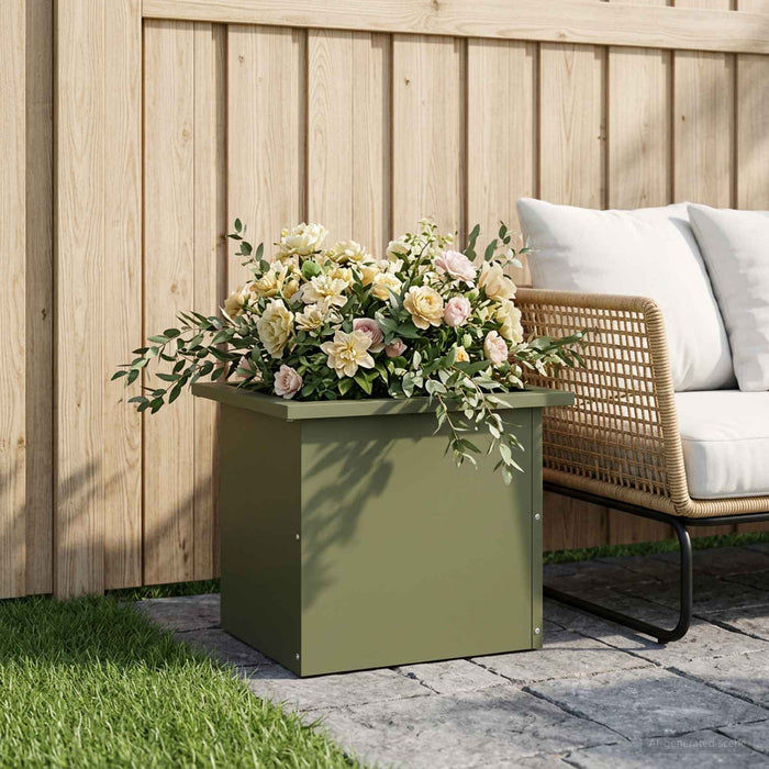 Jardinieră de grădină cu LED Verde măsliniu 30 x 40 x 30 cm WALTI