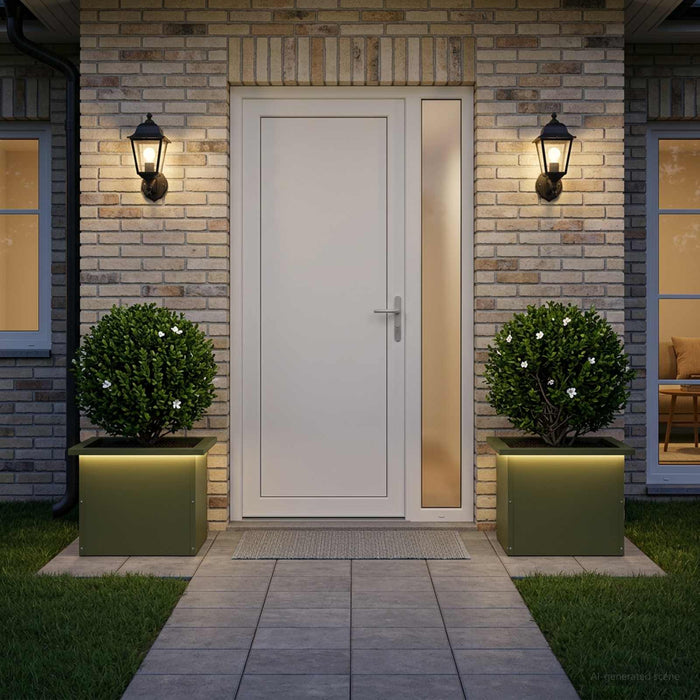 Jardinieră de grădină cu LED 2 buc. Verde măsliniu - WALTI WALTI